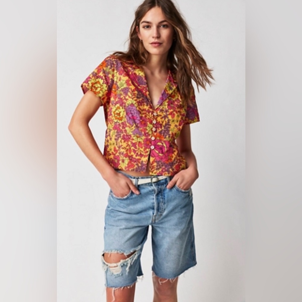 Free People Shrunken Vacation Shirt NWOT